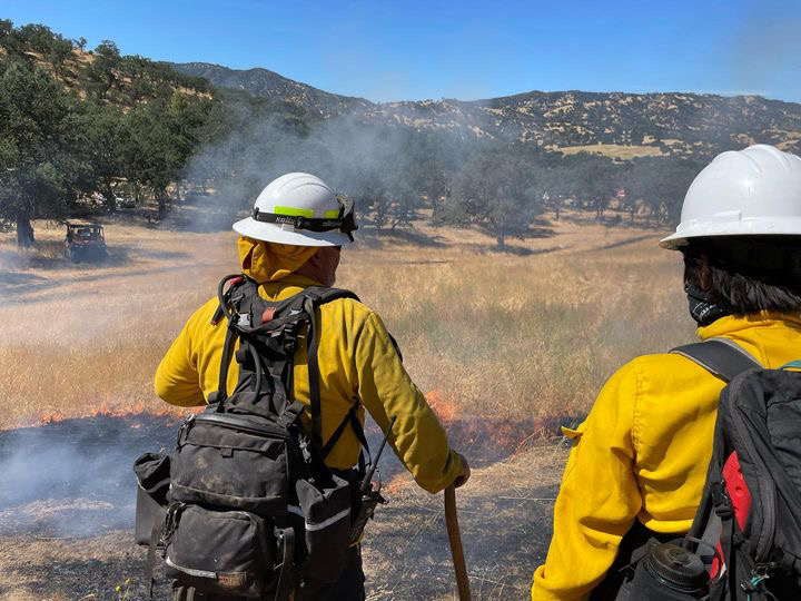 Above:  California State Certified Burn Boss Richard Carvalho oversee firing operations on a prescribed fire in Northern California